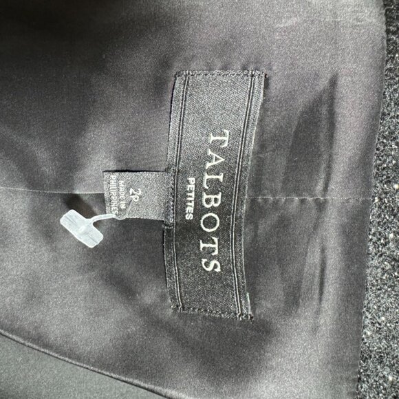 Talbots Black Jacket Blazer – 2Petite, Elegant Design Silver Metallic Thread - Picture 13 of 13
